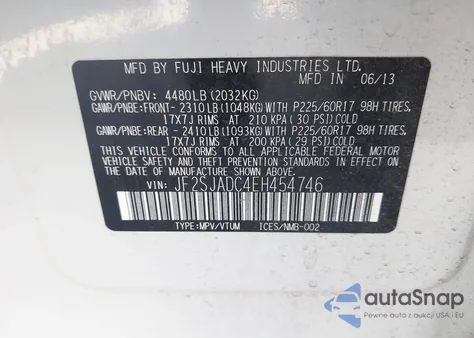 2014 Subaru Forester 2.5I Premium from USA, damaged, VIN JF2SJADC4EH454746